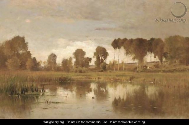 Landscape with Pond and Poplars - Ernest Parton