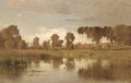 Landscape with Pond and Poplars - Ernest Parton