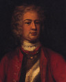 Portrait of a Gentleman, head and shoulders, wearing a breastplate with a red tunic - English School