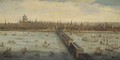 View of the River Thames and the City of London taken from the South Bank at Southwark, with old London Bridge, and the Pool of London - English School