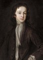Portrait of a boy, half-length, in a brown jacket and white cravat - English School