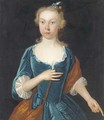 Portrait of a lady, half-length, in a blue dress - English School