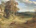 A hunting scene, in a wooded landscape - English School