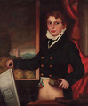 Portrait of a boy, three-quarter-length, in a black jacket and buff breeches - English School