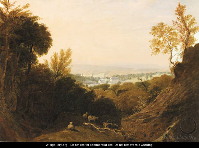A wooded Landscape with Mills in the distance - English School