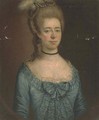 Portrait of a lady, half-length, in a blue dress, in a feigned oval - English School