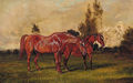 Brood mares in a field - English School