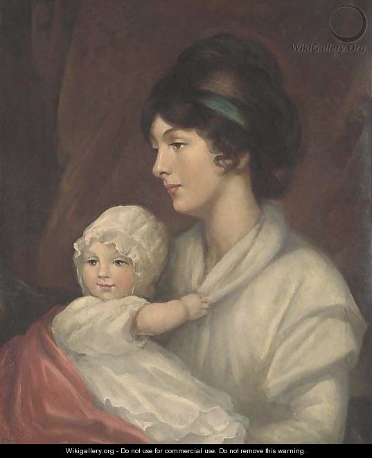 Portrait of Mrs Crauford and her daughter Emily - English School