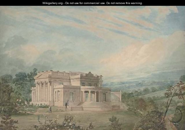 Study of the exterior of a Palladian country house - English School