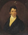 Portrait of a gentleman, small quarter-length, in a black coat and yellow waistcoat - English School