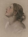 Study of the head of a girl, in profile to the left, with pearls in her hair - English School