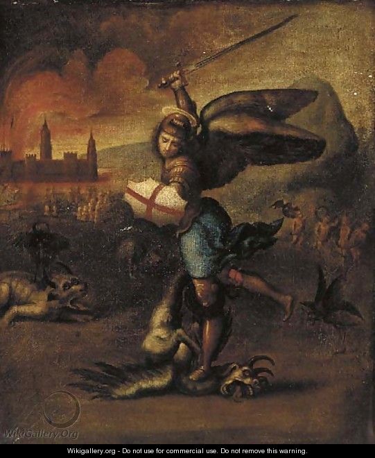 Saint George slaying the Dragon - English School