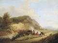 Travellers warming themselves at the wayside - English School