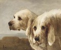 Two dogs in a landscape - English School
