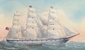 The Wavertree under full sail off the Perch Rock Fort, Liverpool - English School