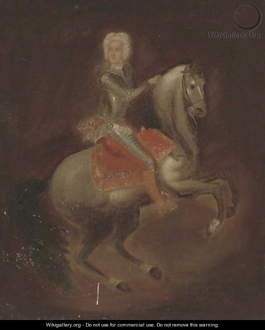 Portrait of a gentleman on horseback - (after) Jan Van, The Younger Kessel