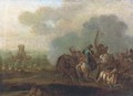 A cavalry skirmish, a fortress beyond - (after) Jan Von Huchtenburgh