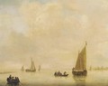 A river landscape with fishing boats and other shipping - (after) Jan Van Goyen