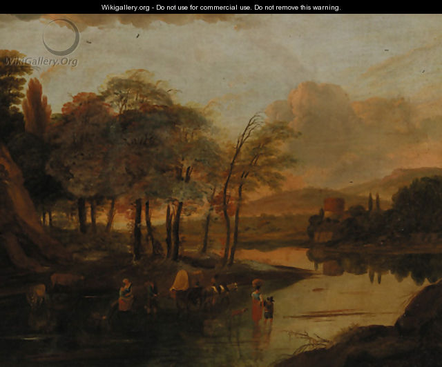 Peasants fording a river - (after) Jan Siberechts