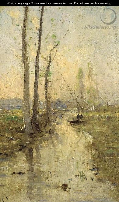 A stream running through a meadow - (after) Jean-Baptiste-Camille Corot