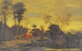 A classical landscape with a woman and two children - (after) Jean-Francois Millet