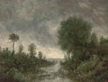 A river at dusk - (after) Jean-Baptiste-Camille Corot
