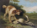 A spaniel attacking a crane - (after) Jean-Baptiste Oudry