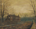 A solitary figure in a street, dusk - (after) John Atkinson Grimshaw