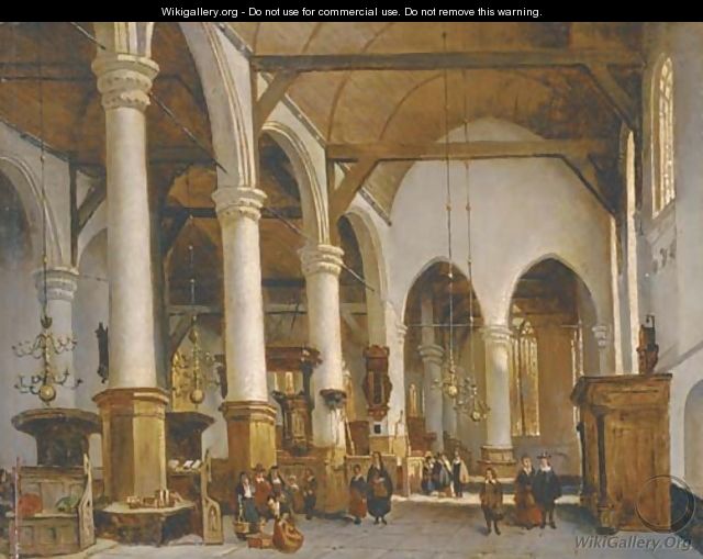 Figures in a church interior - (after) Johannes Bosboom