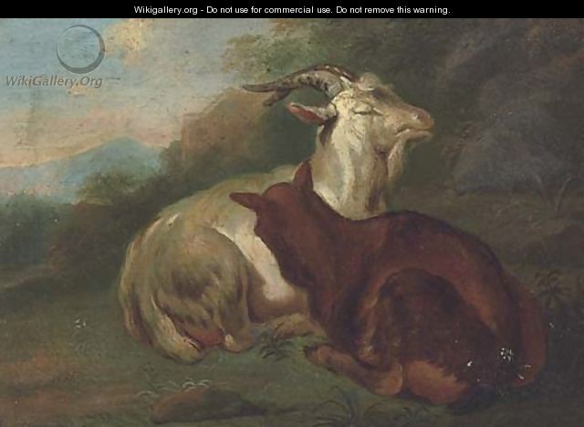 Goats in a landscape - (after) Johann Rudolf Byss