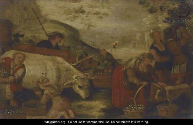 Figures milking a goat and tending to farm animals - (after) Jacopo Bassano (Jacopo Da Ponte)