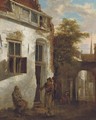 A courtyard scene with peasants - (after) Jacobus Vrel