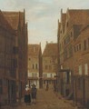 A city view with figures conversing in the street - (after) Jacobus Vrel