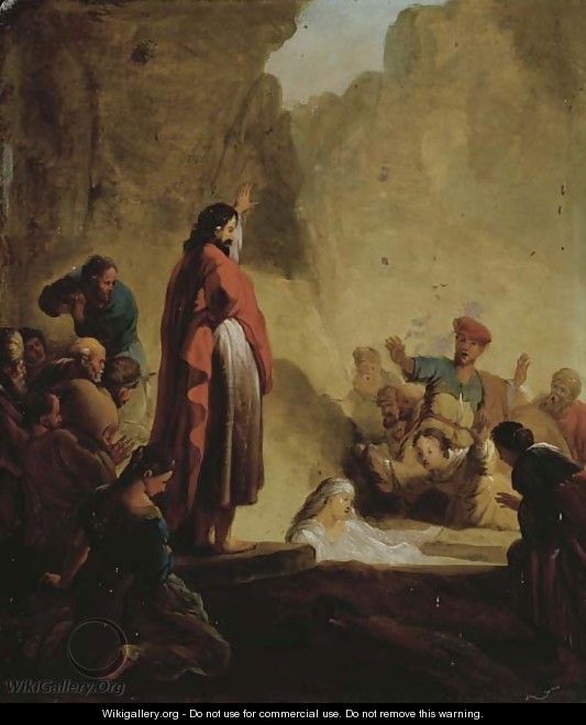 The Raising of Lazarus - (after) Jacob Willemsz De The Elder Wet