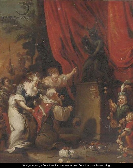 A sacrificial scene - (after) Jacob Willemsz De The Elder Wet