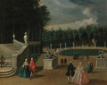 Elegant company in a park - (after) Jacques De Lajoue