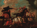 A cavalry engagement between Christians and Turks - (after) Jacques (Le Bourguignon) Courtois