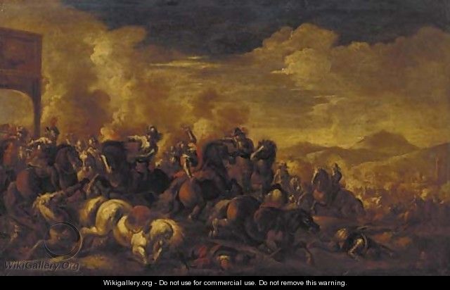 A cavalry engagement 5 - (after) Jacques (Le Bourguignon) Courtois
