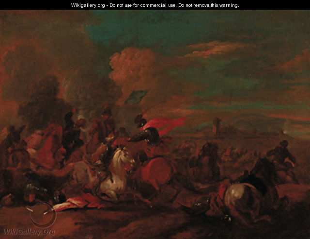A cavalry engagement 3 - (after) Jacques (Le Bourguignon) Courtois