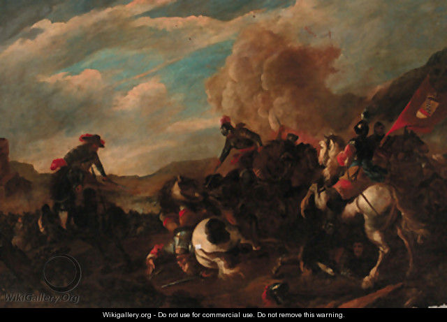 A cavalry battle 5 - (after) Jacques (Le Bourguignon) Courtois