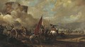 A cavalry and artillery battle before a fort - (after) Jacques Courtios, Il Borgognone