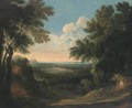 A wooded landscape with two figures in the foreground 2 - (after) Jan Frans Van Orizzonte (see Bloemen)