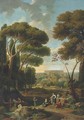 A classical landscape with a view of Rome - (after) Jan Frans Van Orizzonte (see Bloemen)
