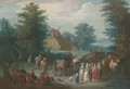 A wooded landscape with villagers by a market - (after) Jan, The Younger Brueghel