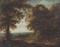 A wooded landscape with travellers at rest - (after) Jan Both