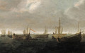 Wydships at anchor offshore on a cloudy day - (after) Jan Porcellis