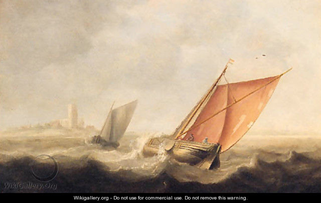 Shipping in a stiff breeze off the coast - (after) Jan Porcellis