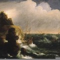 A threemaster foundering off a rocky coast, in a gale - (after) Jan Peeters