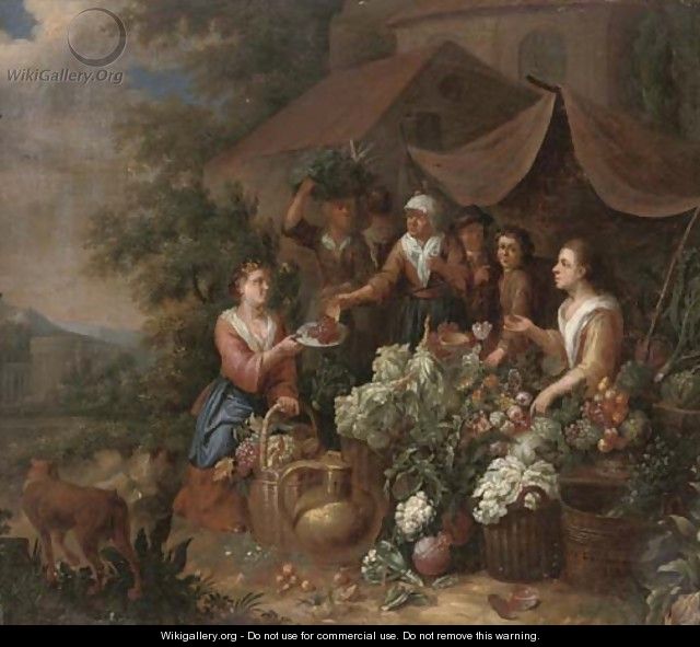 Fruit and vegetable sellers by a church - (after) An Pauwel II The Younger Gillemans