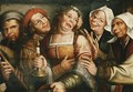 Peasants carousing with a woman holding a candle - (after) Jan Massys